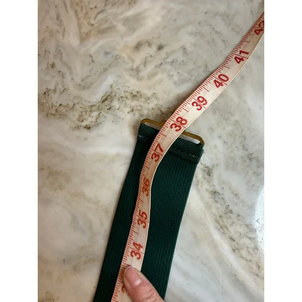 Vintage Nan Lewis Gold Rope Statement Buckle Stretchy Belt Hunter Green